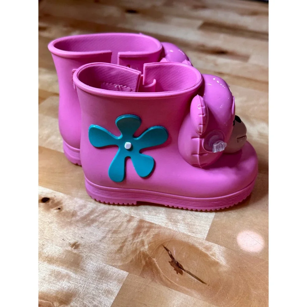Mini Melissa Jeremy Scott Rain Boots Kids 6/7 Pink Excellent Bear Collaboration